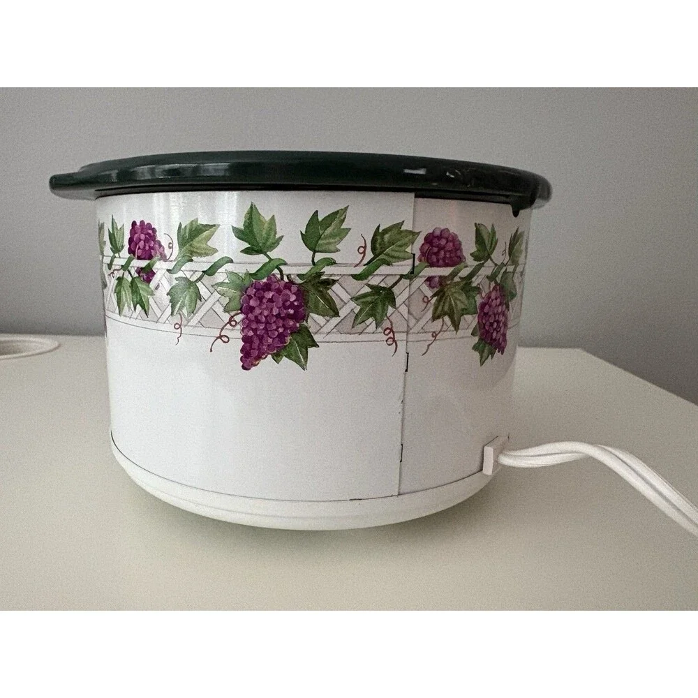 Rival Crock-Ette 1 Quart Stoneware Slow Cooker 3205 Purple Grapes Vintage Tested